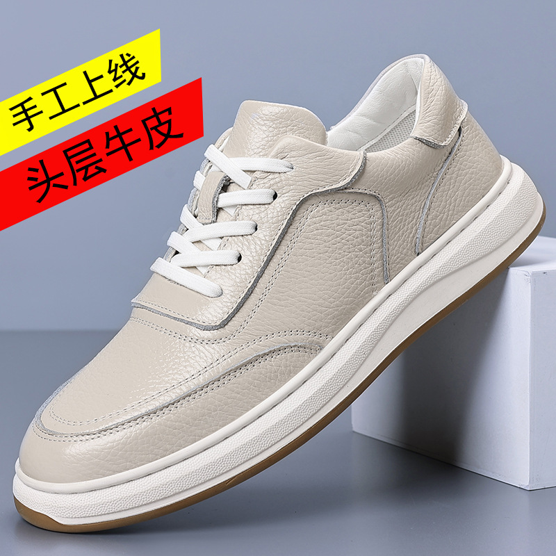 Piel de vaca de primera capa 2025 nuevos zapatos transpirables para hombres zapatillas de deporte de suela suave para hombres nuevos zapatos casuales de cuero suave para hombres