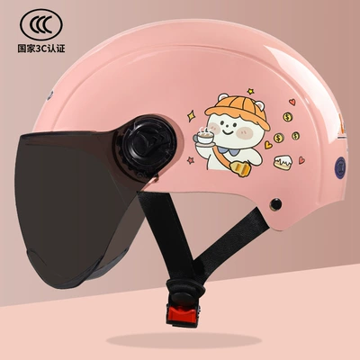 Motosiklet kaskı (dəbilqə) – Safety Helmet - light-pink-brown-short-mirror