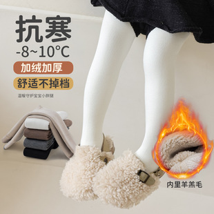 25 Autumn and Winter Baby Leggings Fleece-Lined and Thickeneded Baby Girl Baby Nine-Point Pantyhose One-Piece Pantyhose Girls Pure Color Pants