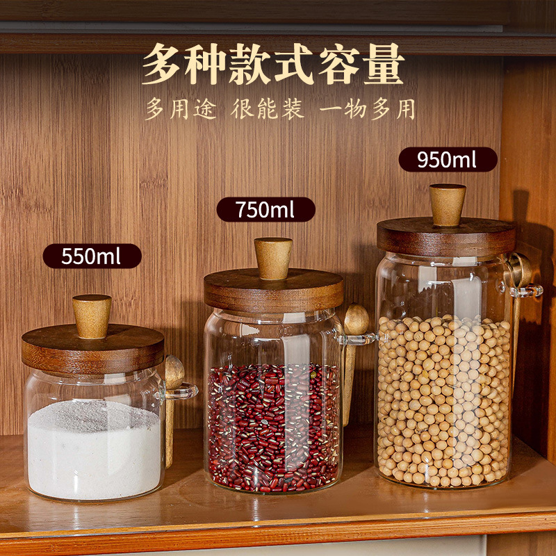 Tanque de almacenamiento de granos de café Tanque sellado de vidrio al vacío Tanque de almacenamiento de prensa Tanque de almacenamiento de té de leche en polvo a prueba de humedad