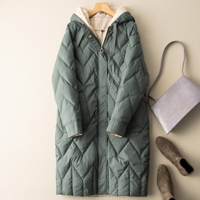 Korean Style Cocoon-shaped Lightweight Down Jacket Women's Mid-length 2023 New Loose Casual Hooded Large Size Winter Coat