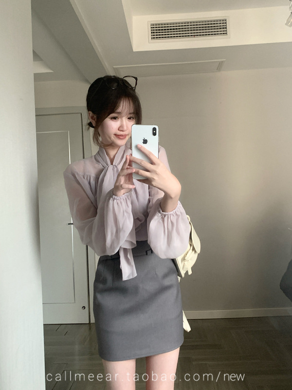 CallmeEar//【是金秘书呀】蝴蝶结高腰半身裙设计感显瘦包臀短裙|undefined