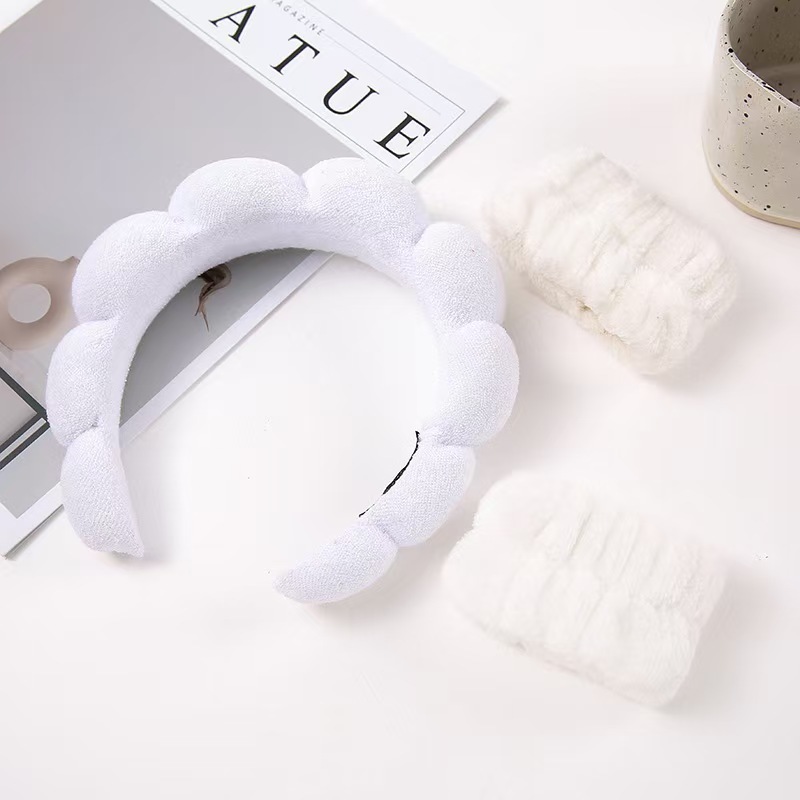 Amazon ツイストスポンジヘッドバンド女の子用ハイエンドタオル生地高頭頂ヘッドバンド洗顔メイクヘッドバンドセット|undefined