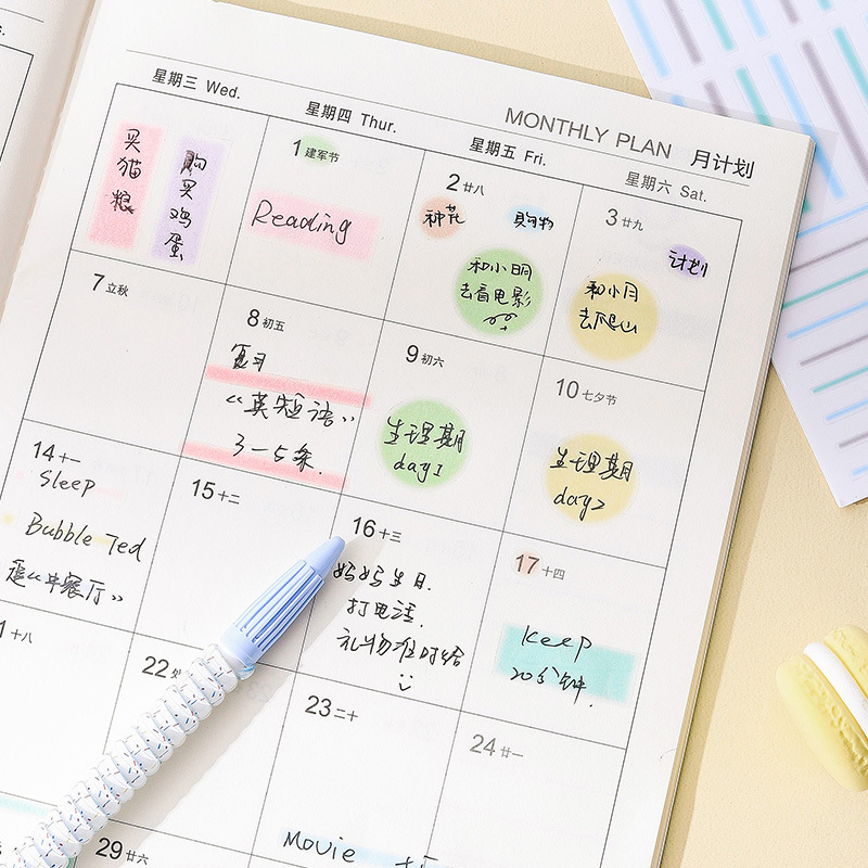 Memorias borrosas niebla cara impermeable pegatinas de cuentas de mascotas Morandi color transparente etiqueta pegatinas de plan de índice pegatinas