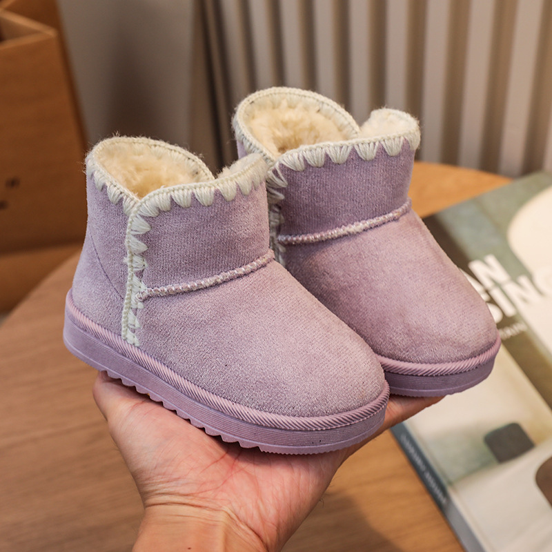 2024 Korean version new girls' thick snow boots, with plush cotton children's baby shoes, short boots trend_voghion.com