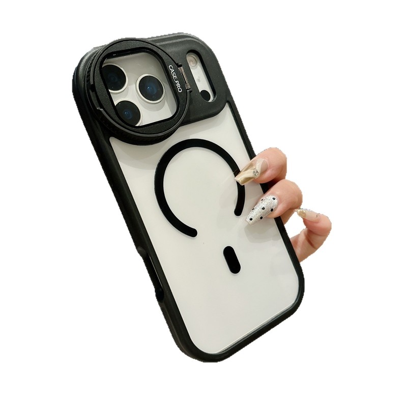 创意镜头支架适用iPhone17PROMAX透明磁吸手机壳苹果16防摔保护套|undefined