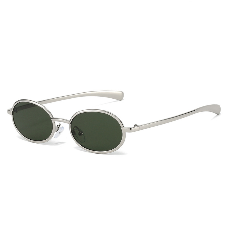 2025 New Designer Small Frame Metal Oval Thin Metal Legs High-End Sunglasses for Men and Women Retro Sunglasses