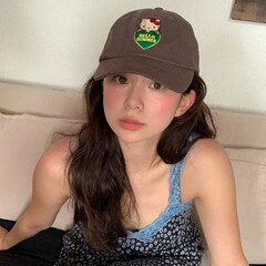 fever同款kiity猫刺绣棒球帽女复古春夏出游显脸小遮阳帽鸭舌帽子