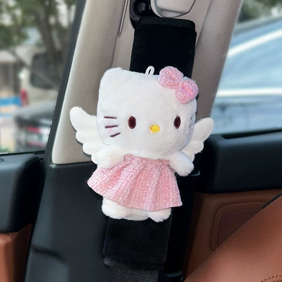 Protection for the Shoulders and Neck, Seat belt shoulder pad - velvet-shoulder-pads-angel-kitty-single