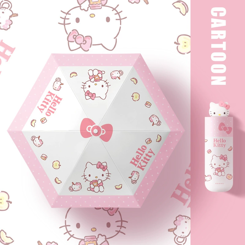 Hello Kitty, small handheld umbrella solar-powered, sun protection, custom-made