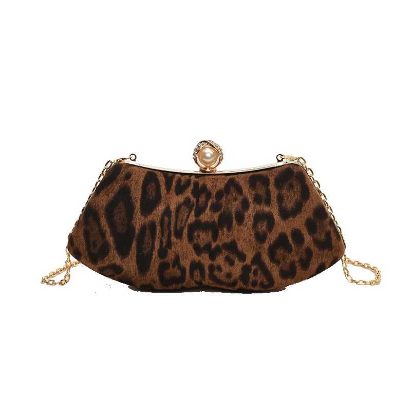 Bolso de hombro europeo y americano, bolso de mano para la cena, 2024 nuevo patrón de leopardo de moda, bolso de mujer de cadena popular.