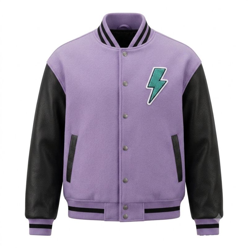 Men's baseball jacket in American retro varsity style, made of woolen fabric with patchwork and towel embroidery, loose fit, suitable for spring and autumn, European and American sizes