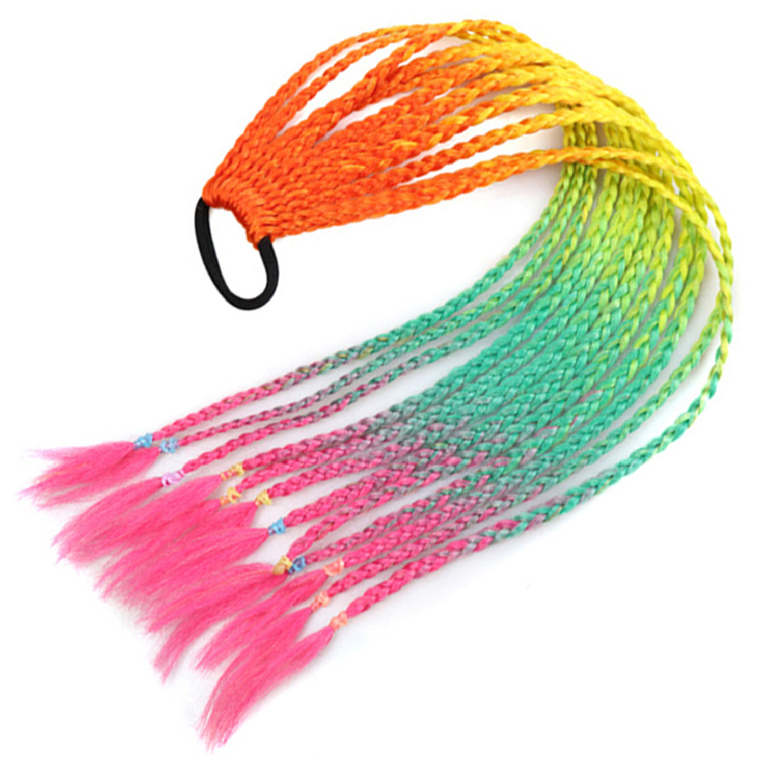 Trenzas de color de tres hebras de cola de caballo de tela de alta temperatura de seda sucia trenzas de cabello tipo peluca