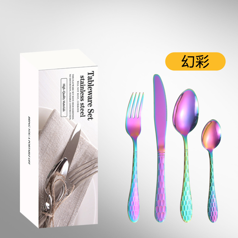 Productos de venta caliente de comercio electrónico transfronterizo cubiertos de acero inoxidable 16 / 24 juegos de cubo de agua 4 juegos de cuchillo y tenedor de cucharas