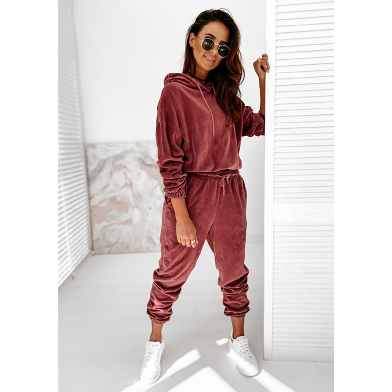 Solid Color Long-Sleeved Casual Set NSYF66876