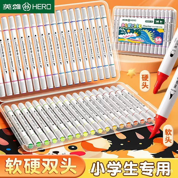 Hero 2031 Double Head Acrylic Marker Soft and Hard Art Watercolor Pen Quick-drying Waterproof Stackable Color Painting Pen