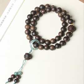 沉水老料文莱黑棋楠沉香步步生莲0.8㎝男女款DIY饰品精品带证书