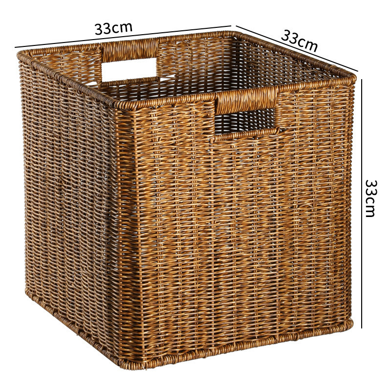 Cesta de almacenamiento de tela de caña imitación ropa sucia juguetes bocadillos cesta de almacenamiento de artículos de bambú tejido casero sala de estar gabinete de televisión escritorio completo