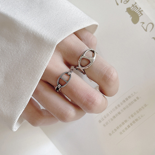 Pig nose 925 silver ring non-fading retro ins hand jewelry cross-border niche design sterling silver ring wholesale for women