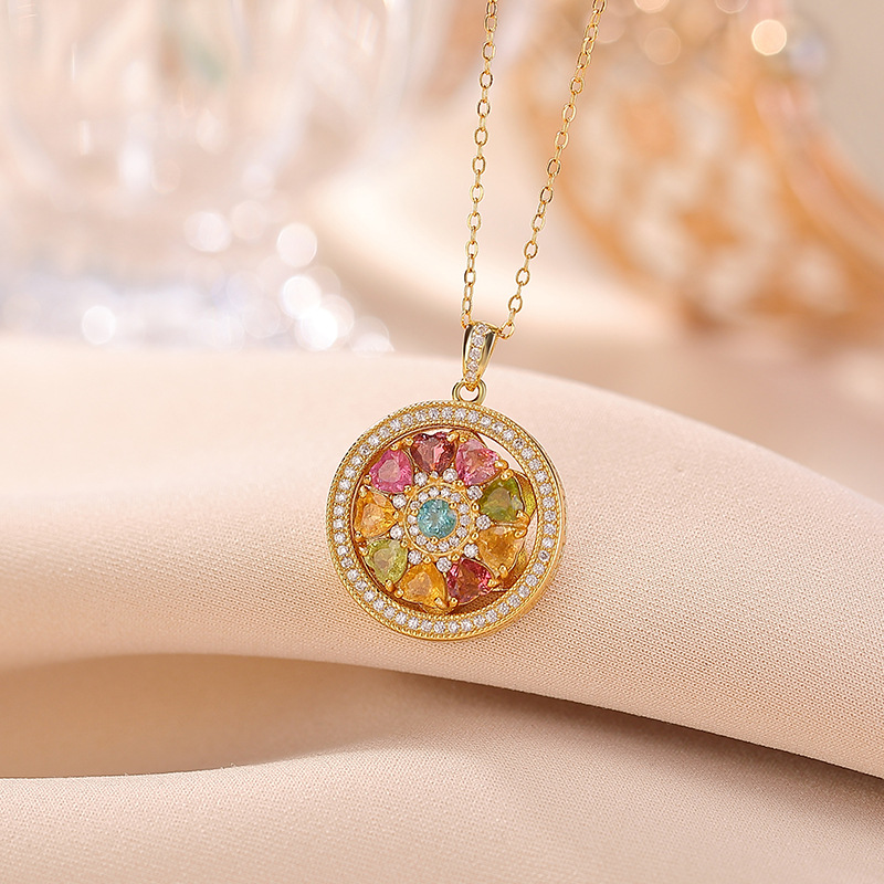 Mặt dây chuyền bạc S925 mạ vàng hình mặt nạ cổ điển có thể xoay, khắc Lục Tự Chân Ngôn — Vàng cỡ lớn (mặt dây chuyền đơn)