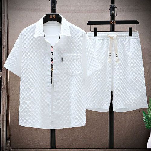 Men's Summer Set Short-Sleeve T-Shirt Shorts Sports Set Loose Casual Set Stylish One-Piece Outfit