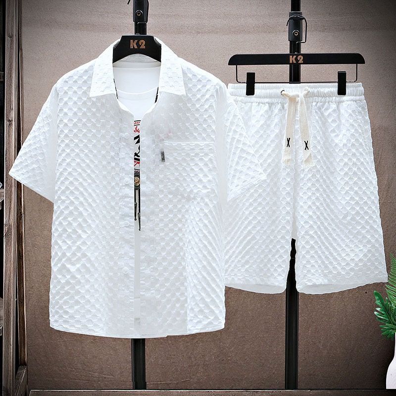 Men's Summer Suit, Short-sleeved T-shirt, Shorts, Sports Suit, Loose Casual Suit, Handsome Set of Clothes Men's Summer Suit, Short-sleeved T-shirt, Shorts, Sports Suit, Loose Casual Suit, Handsome Set of Clothes