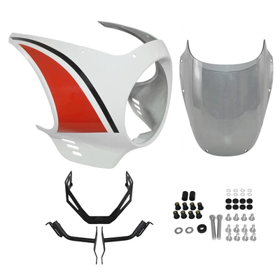 Headlight Cover, Wind Deflector, Motorcycle front windshield - white-headlight-cover-smoke-gray-windshield