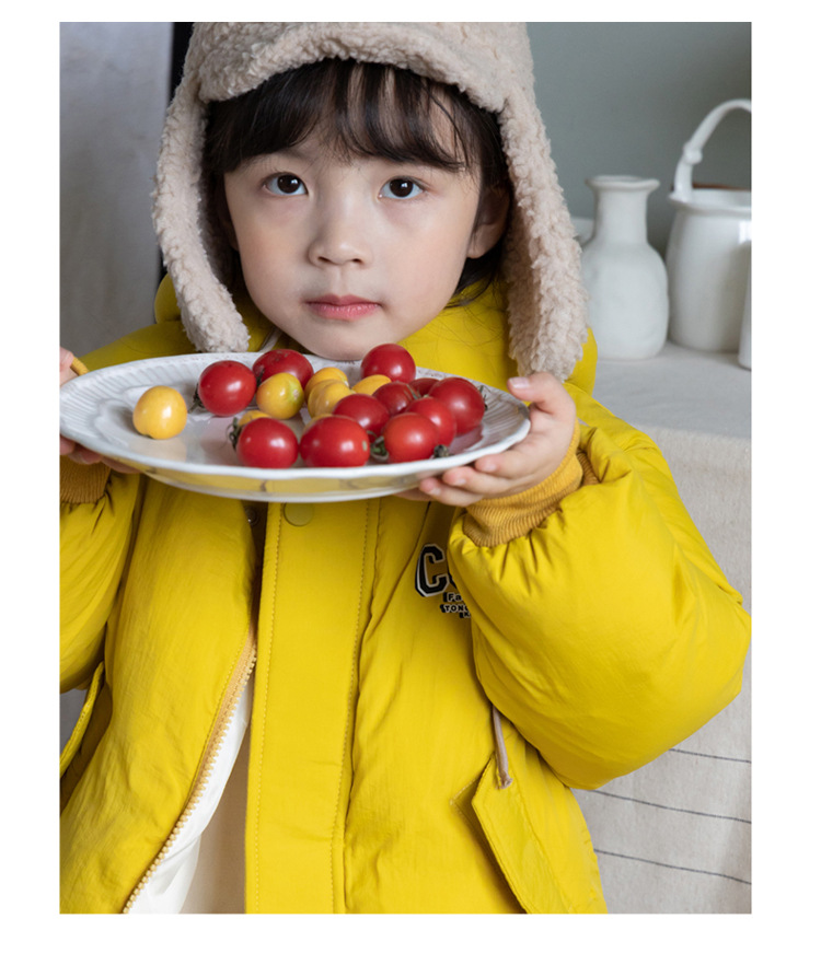 Children's 2023 new solid color hooded turtle shell jacket for boys and girls, white duck down children's clothing live_voghion.com
