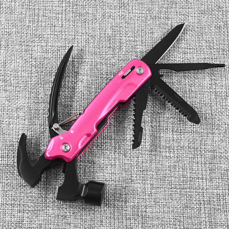 粉色羊角锤锤子一体地钉锤多功能起钉救生钳锤多用户外野营防爆锤