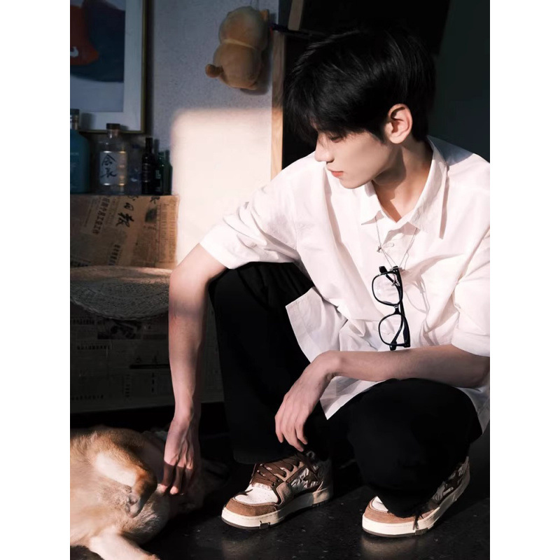 White Shirt Boys Short-Sleeved Summer Japanese Style Boyish Wear Jacket Preppy Style Jk Shirt Loose Dk Uniform