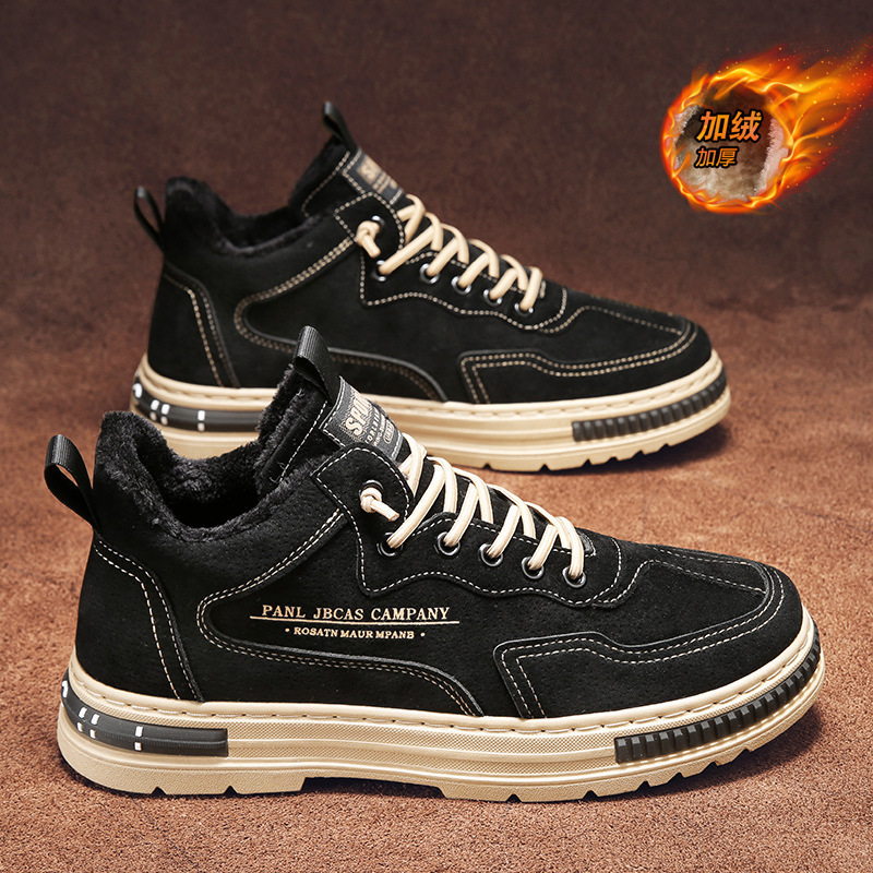 Zapatos de trabajo de cacho para hombres otoño y invierno nuevos zapatos de algodón cálidos de moda para hombres herramientas de desgaste zapatos casuales