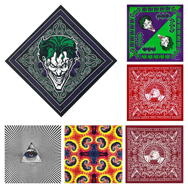 Manufacturer Wholesale Cotton 54* 54cm Personalized Square Scarf Headscarf Outdoor Cycling Quirky Hip-Hop Street Dance Decoration