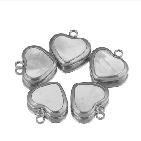DIY Jewelry Accessories Classification 5 PCS/Package 11*11mm Hole 1~1.9mm 304 Stainless Steel Shell PVD Coated Real Gold Plated Heart Shape Pendant DIY Jewelry Accessories