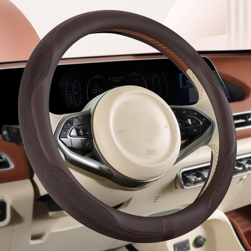 Car steering wheel cover four seasons ice silk breathable sweat-absorbent D-shaped handlebar cover men and women anti-slip steering wheel cover cross-border wholesale