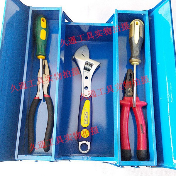 Ventas de fábrica caja de herramientas de hierro de dos capas multifuncional caja de herramientas de hierro de doble capa hogar/electricista trabajador de mantenimiento