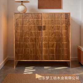 老榆木餐边柜实木鞋柜家用新中式玄关柜客厅现代简约储物柜厂家