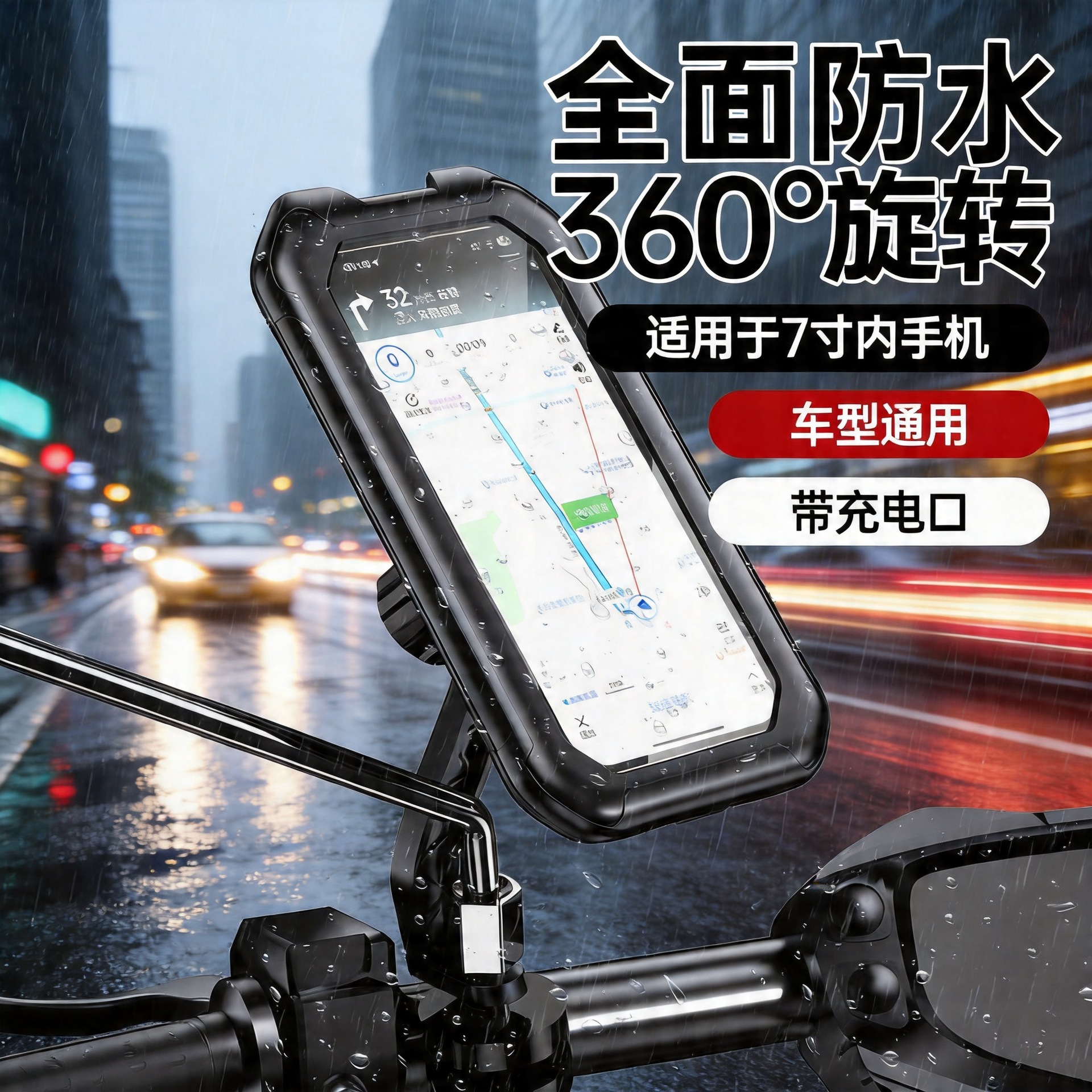 Electric Vehicle Rearview Mirror Waterproof Mobile Phone Holder Bicycle Motorcycle Rainproof Touch-Operated Navigation Mobile Phone Holder