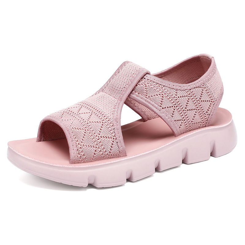Zapatos de mujer verano nuevo tela transpirable sandalias zapatos transfronterizos al por mayor de poliuretano ligero fugas de dedos fríos zapatillas de mujer