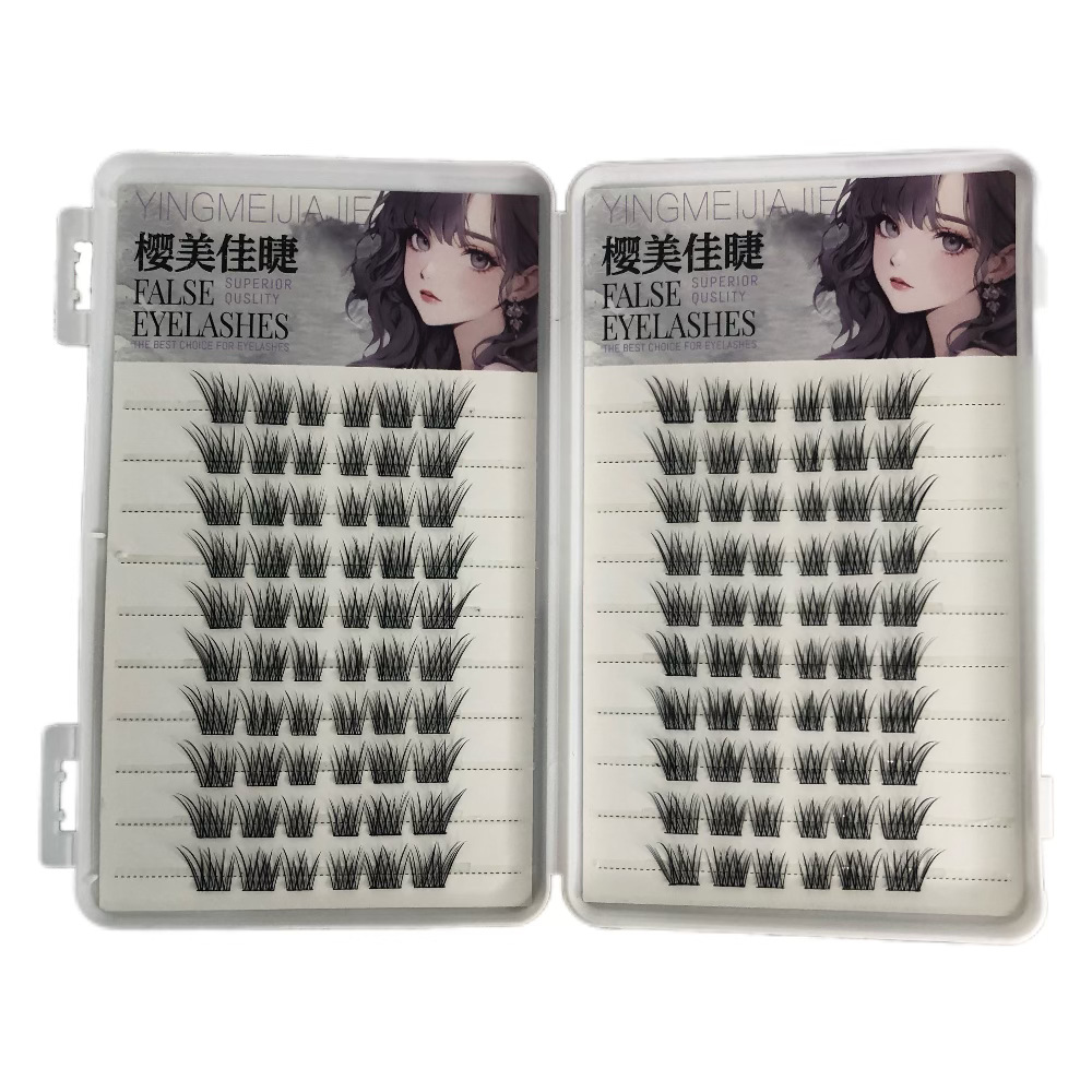 Diez filas de bebés sin pegamento doblados, pestañas voladoras, segmentadas naturales, cabello, gripe, pestañas gruesas, cómics de simulación, ojos grandes