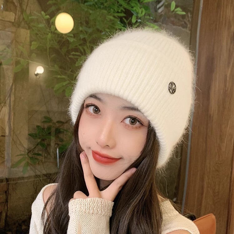 新款针织帽子女款韩版冬季加绒加厚保暖潮流时尚字母高级感毛线帽|undefined