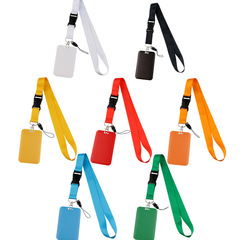 Twelve-color solid color phone lanyard, ID camera key workplace ID bus hard plastic card holder Amazon