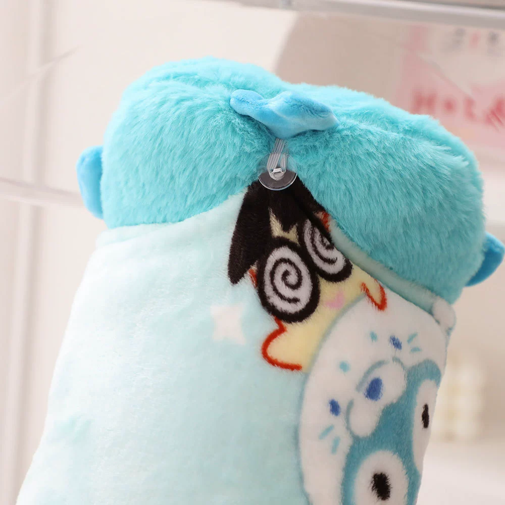 Cartoon pillow for sleep, flannel children's baby duvet
