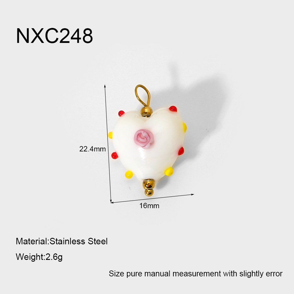 2g Weight PVD Coated Gold Plating Process Pendant Jewelry Making Type 22*20MM Jewelry Making Size 1 Piece Quantity 304 Stainless Steel, Glass Material Color Block, Heart Shape, Fish Pattern Cute, Sweet Style Irregular Craft 1 Piece 22*20MM 304 Stainless Steel Glass Color Block Heart Shape Fish Polished Pendant DIY Ornament Accessories 8