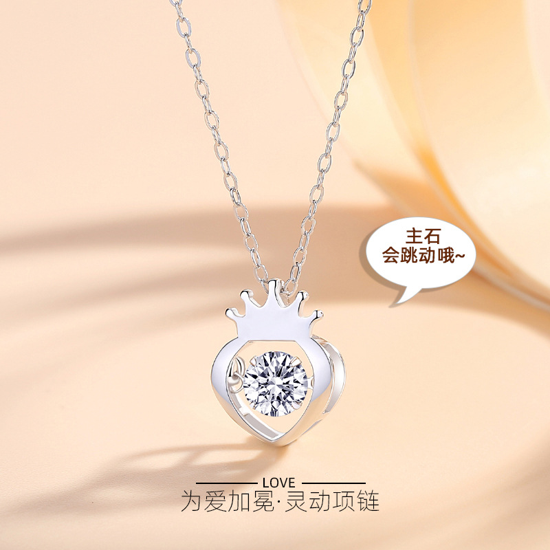 Verano s925 collar de plata esterlina de las mujeres de estilo coreano corona fresca elegante collar de circón regalo de cumpleaños para novia