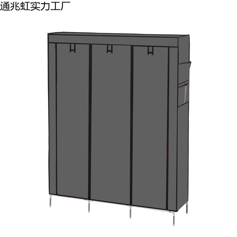 Armario simple armario área de colga de ropa multipolvo doméstico económico puede almacenar armario simple de metal un lote