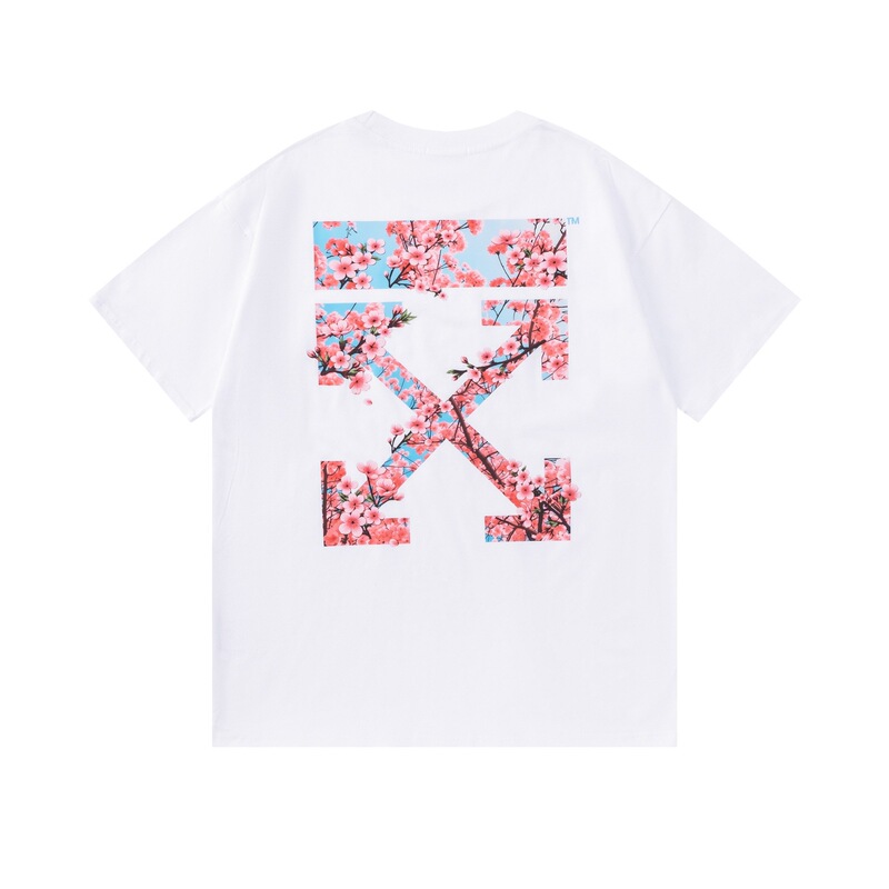 Off Cross-Border Foreign Trade Summer New Style Arrow Print Round Neck Short-Sleeved T-Shirt Men's Fashion Brand Wholesale Dropshipping