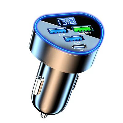 cigarette lighter converter flash charging, Mobil şarj cihazları - opp-bag-digital-display-square-heart-shaped-four-port-super-fast-charge-3usb-1pd