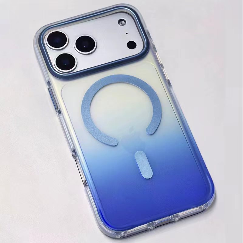 Funda para iPhone 16 Pro Max con Degradado Semitransparente, Funda Rígida Magnética Micro Mate para Apple 17 con Airbag de Dos Tonos.