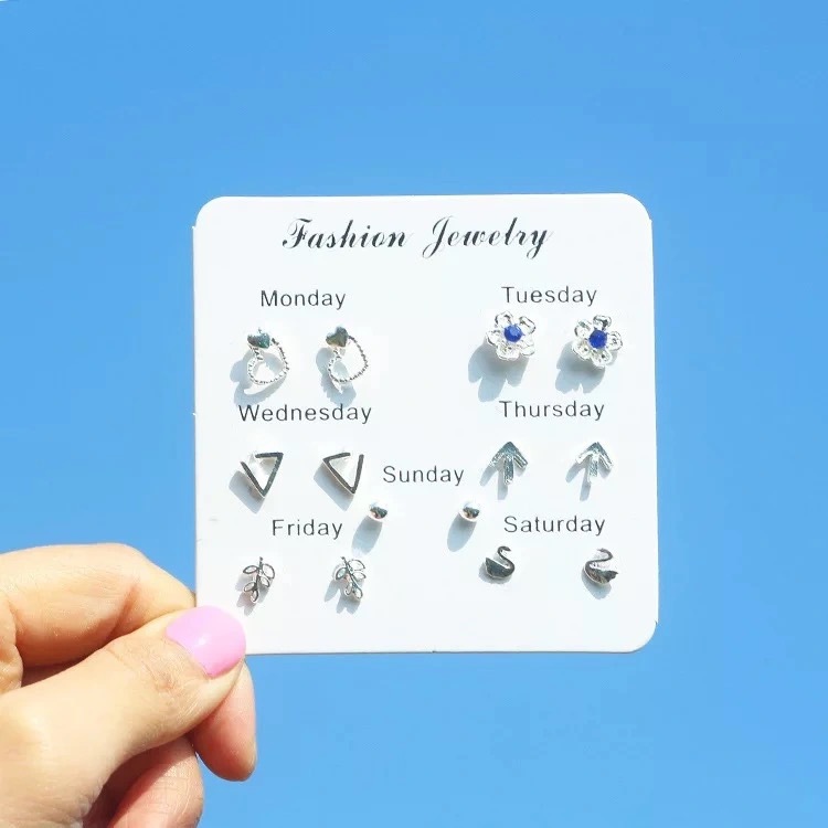 Sept paires de femmes polyvalentes, des étudiantes célèbres sur Internet, une version coréenne simple et élégante et des boucles d'oreilles pour femmes_voghion.com