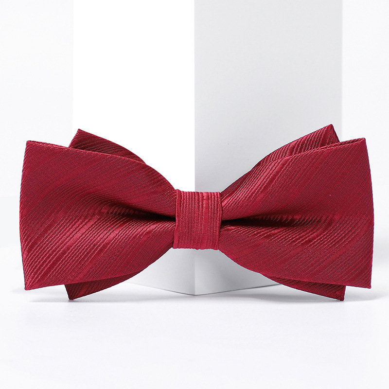 우아한 새로운 버건디 스트라이프 나비넥타이♜